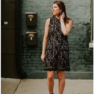 J.Crew, black lace dress with collar and pockets